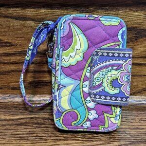 Vera Bradley purple blue paisley wristlet wallet
